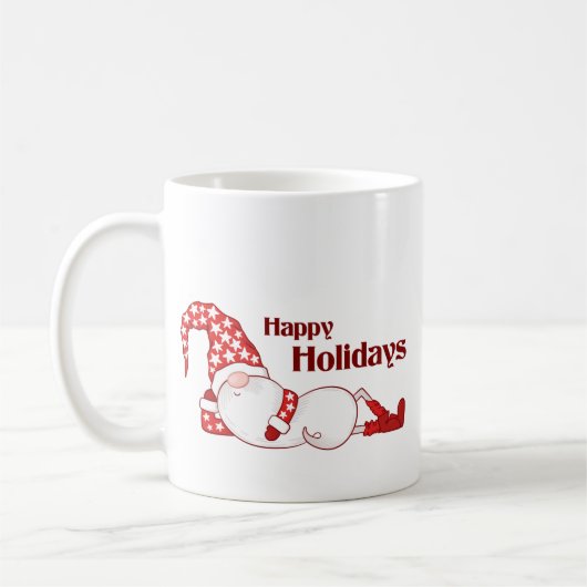Mug Gnome endormi Joyeuses Fêtes drôle (Gauche)