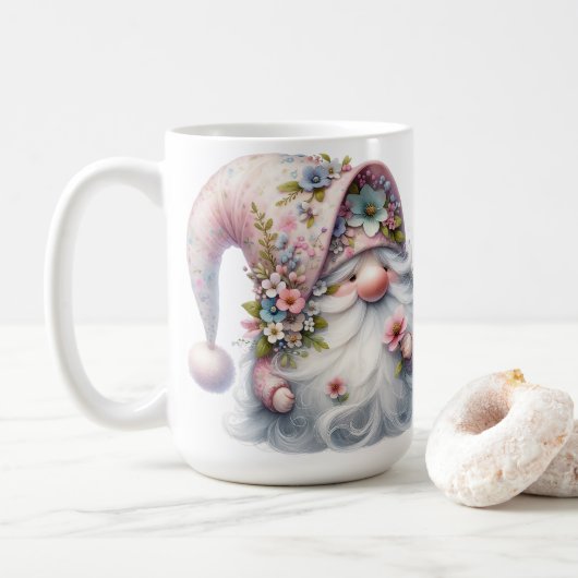 Mug Gnome floral adorable  (Avec donut)