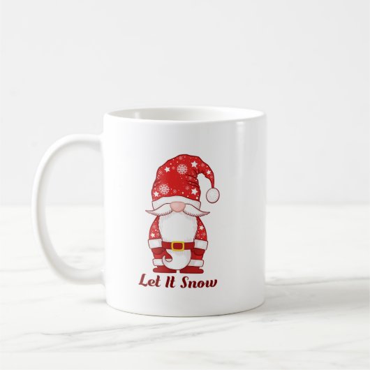 Mug Gnome in Snowflake Hat Let It Snow (Gauche)