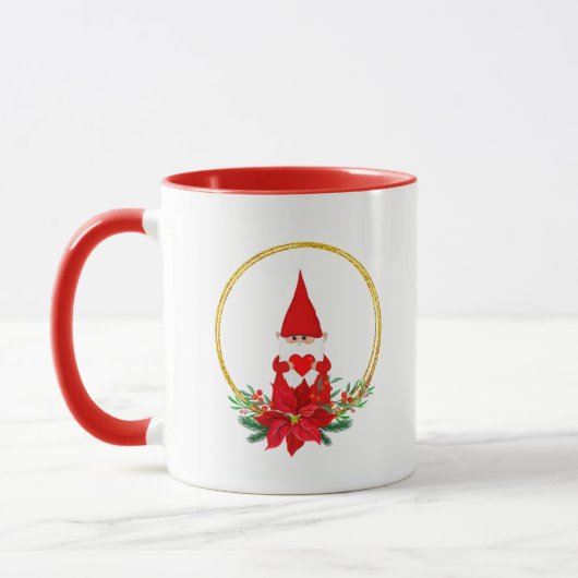 Mug Gnome mignonne et couronne de Noël (Gauche)