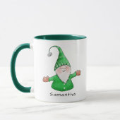 Mug Gnome mignonne Nom personnalisé Vert Noël (Gauche)