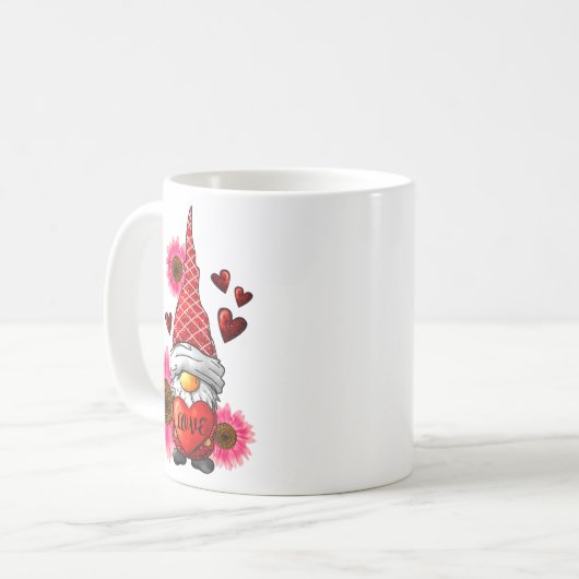 Mug Gnome Valentines Day Cute Gnome Heart Leopard Sunf (Devant gauche)