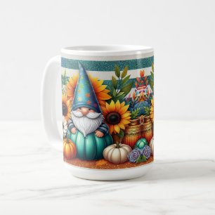 Mug Gnome Whimsical au milieu des tournesols et des Ci