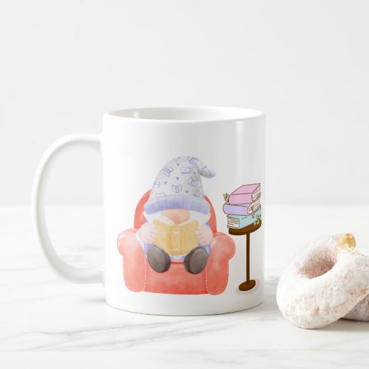 Mug Gnome with a Little Light Reading on a  (Avec donut)