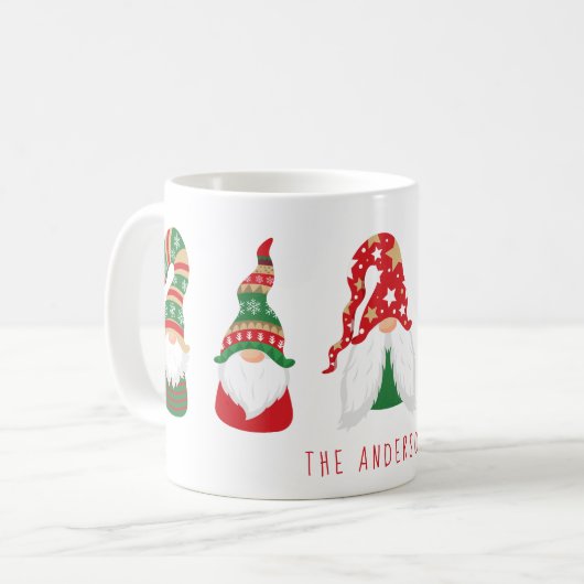 Mug Gnomes de Noël mignons personnalisés (Devant gauche)
