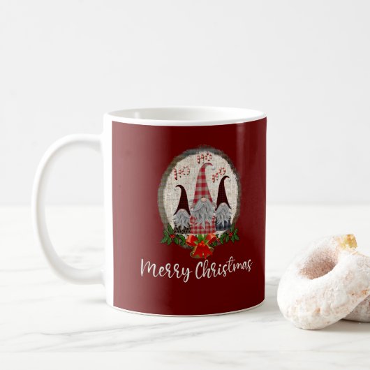 Mug Gnomes de Noël Rustiques, à Carreaux, Tendances (Avec donut)