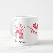 Mug Gnomes mignons Couple Coeurs rouges Aimer la typog (Devant gauche)