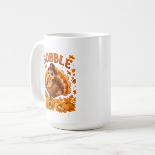 Mug Gobble Turkey Cute Thanksgiving Fall Quote (Devant gauche)