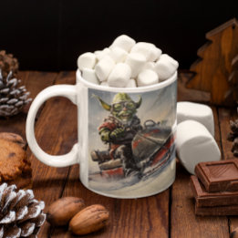Mug Gobelin vert de Noël #5 en motoneige