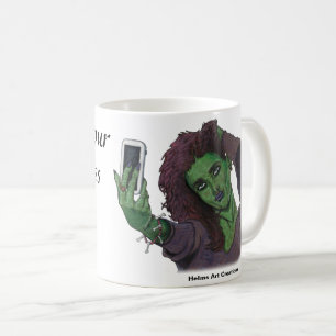 Mug Goblin Fille Téléphone Selfie Imaginaire Art Café