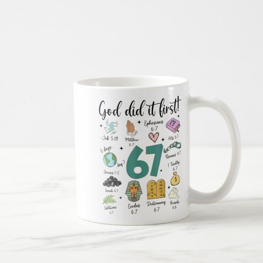 Mug God Did It First 67 Meme Retro Christian Funny Fai (Droite)