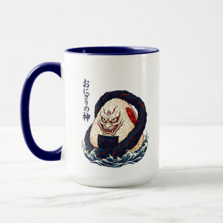 Mug God of Onigiri Oni Samurai Japanese Rice Ball Wave