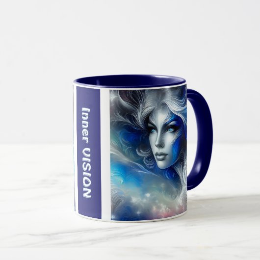 Mug Goddess Celestial White Blue Head Février - (Devant droit)