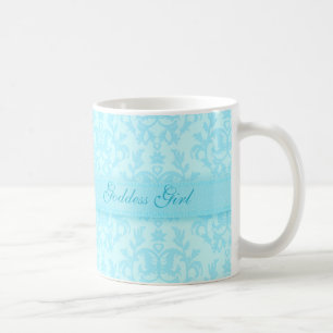 Mug "Goddess girl" damask bleu pâle muet