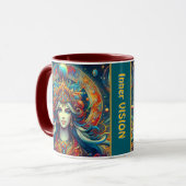 Mug Goddess Head flow turquoise Cheveux Avril - (Devant gauche)