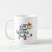 Mug God's Love Never Fails - Butterfly Art - Religious (Gauche)