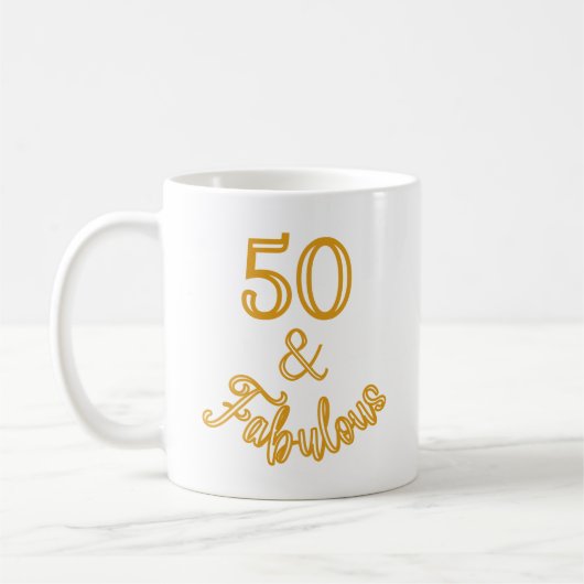 Mug Gold 50 et Fabulous monogramme design (Gauche)