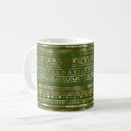 Mug Gold Abstract Design Deep Hunter Green Pretty (Devant gauche)