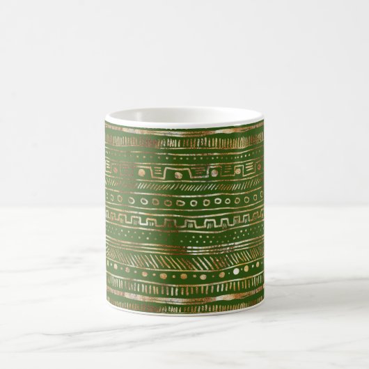 Mug Gold Abstract Design Deep Hunter Green Pretty (Centre)
