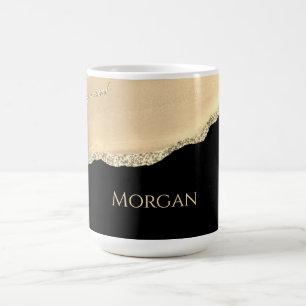 Mug Gold Agate & Parties scintillant, Gold Name sur Bl