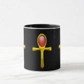 Mug GOLD ANKH, RED TALISMAN EGYPTIAN JEWEL Black (Centre)