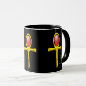 Mug GOLD ANKH, RED TALISMAN EGYPTIAN JEWEL Black (Devant droit)
