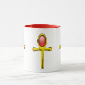Mug GOLD ANKH, RED TALISMAN EGYPTIAN JEWEL White (Centre)