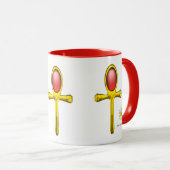 Mug GOLD ANKH, RED TALISMAN EGYPTIAN JEWEL White (Devant droit)