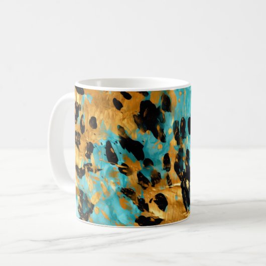 Mug Gold Aqua Black Leopard Animal (Devant gauche)