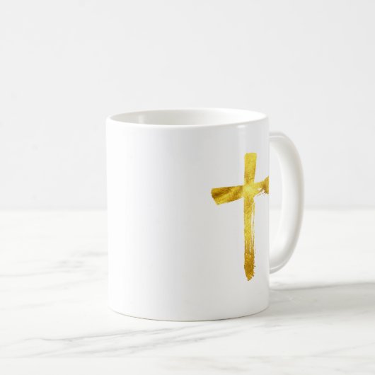 Mug Gold Brush Cross - Christian Religion Crucifix (Devant droit)