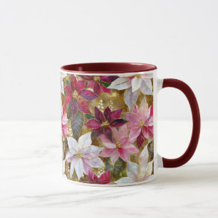 Mug Gold Burgundy Bronze rose Rouge blanc Poinsettia