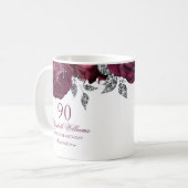 Mug Gold Burgundy Floral Rose 90e Anniversaire (Devant gauche)
