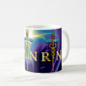 Mug GOLD CADUCEUS SYMBOLE INFIRMIER INSCRIT Purple Blu (Devant droit)