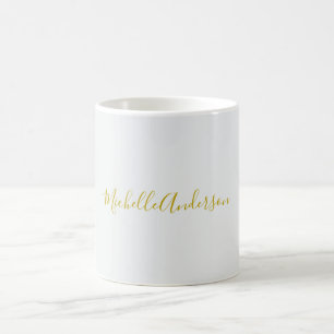 Mug Gold Color Modern Minimaliste Nom d'écriture manus