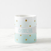 Mug Gold Confetti Mint Aquarelle Nom (Centre)
