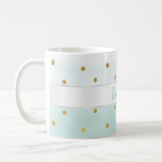 Mug Gold Confetti Mint Aquarelle Nom (Gauche)