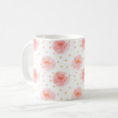 Mug Gold Confetti Roses d'aquarelle rose (Devant gauche)