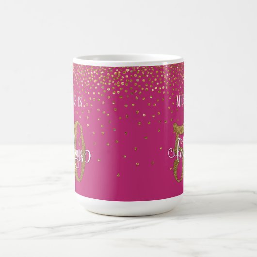 Mug Gold Confetti Script 50 & Fabuleux sur le rose cha (Centre)