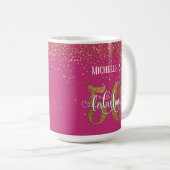 Mug Gold Confetti Script 50 & Fabuleux sur le rose cha (Devant droit)