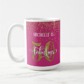 Mug Gold Confetti Script 50 & Fabuleux sur le rose cha (Gauche)