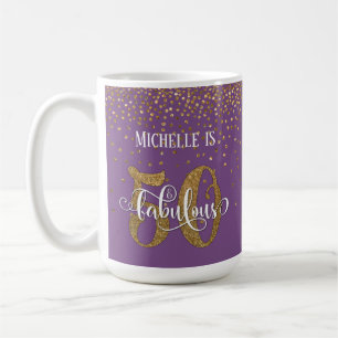 Mug Gold Confetti Script 50 & Fabuleux sur violet