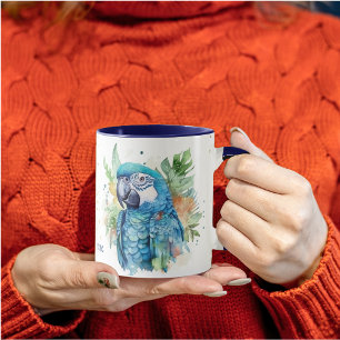 Mug Gold Confetti Tropical Blue Parrot