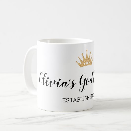 Mug Gold Crown Etablissez l'année du Christening Godmè (Devant gauche)