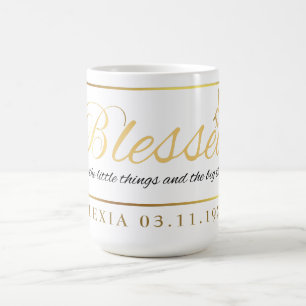 Mug Gold Custom Calligraphy Nom Thanksgiving Cadeau