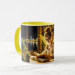 Mug Gold érudit fée ailes dorées confortable bibliothè