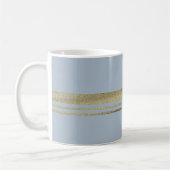 Mug Gold Faux Foil Stripes Médicale Bleu clair Caduceu (Gauche)