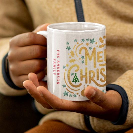 Mug Gold Faux Foils Joyeux Noël Photo de vacances