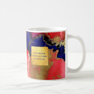 Mug Gold Foil Texte personnalisé Bleu Rouge Abstrait