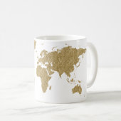Mug Gold Foil World Map Custom Moveable Heart Location (Devant droit)