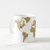 Mug Gold Foil World Map Custom Moveable Heart Location (Devant gauche)